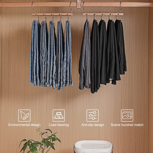 2 Pack - Pants Hanger Space Saving, Solid Wood Non-Slip Pants Hanger, Multifunctional 5 Layer Closet Pants Hanger For Closet Storage Pants Hanger #TOP1