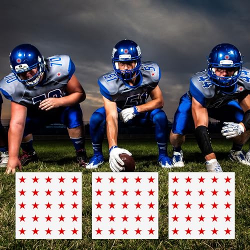 8 Sheets 200pcs Football Helmet Stickers, Red Star Helmet Stickers Self Adhesive Sports Helmet Sticker Funny Helmet Award Decals for Football, Lacrosse, Baseball, Softball, Hockey