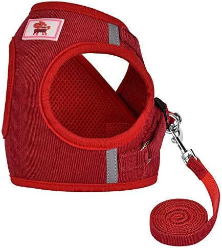 GAUTERF Dog Harness, Cat Harnesses and Puppy Harness with Leashes Set, Adjustable Reflective Soft Corduroy Vest Fit Puppy Kitten Rabbit's Outdoor Harness