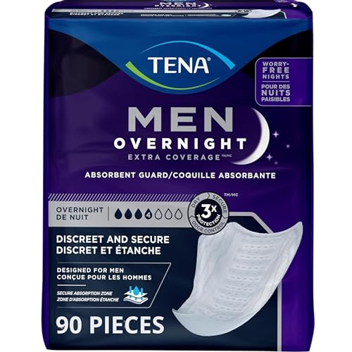 TENA Incontinence Guards, Overnight Absorbency & Advanced Odor Protection, Incontinence Guards for Men, 90 ct