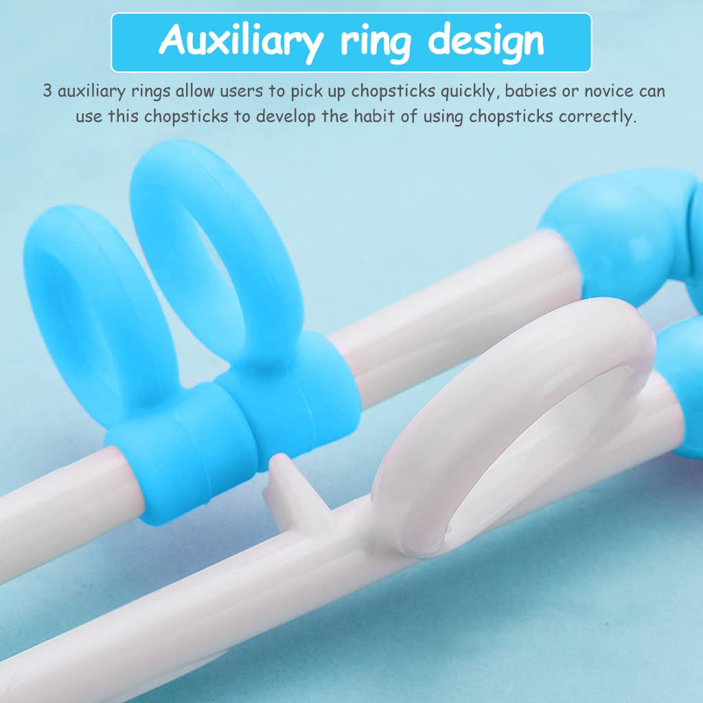 ZIBUYU® Chopsticks for Kids and Adults - Learning Auxiliary Chopsticks With Holding Position for 1-6 Years, Left-Handed and Right-Handed (Blue) - 1 Pair 1