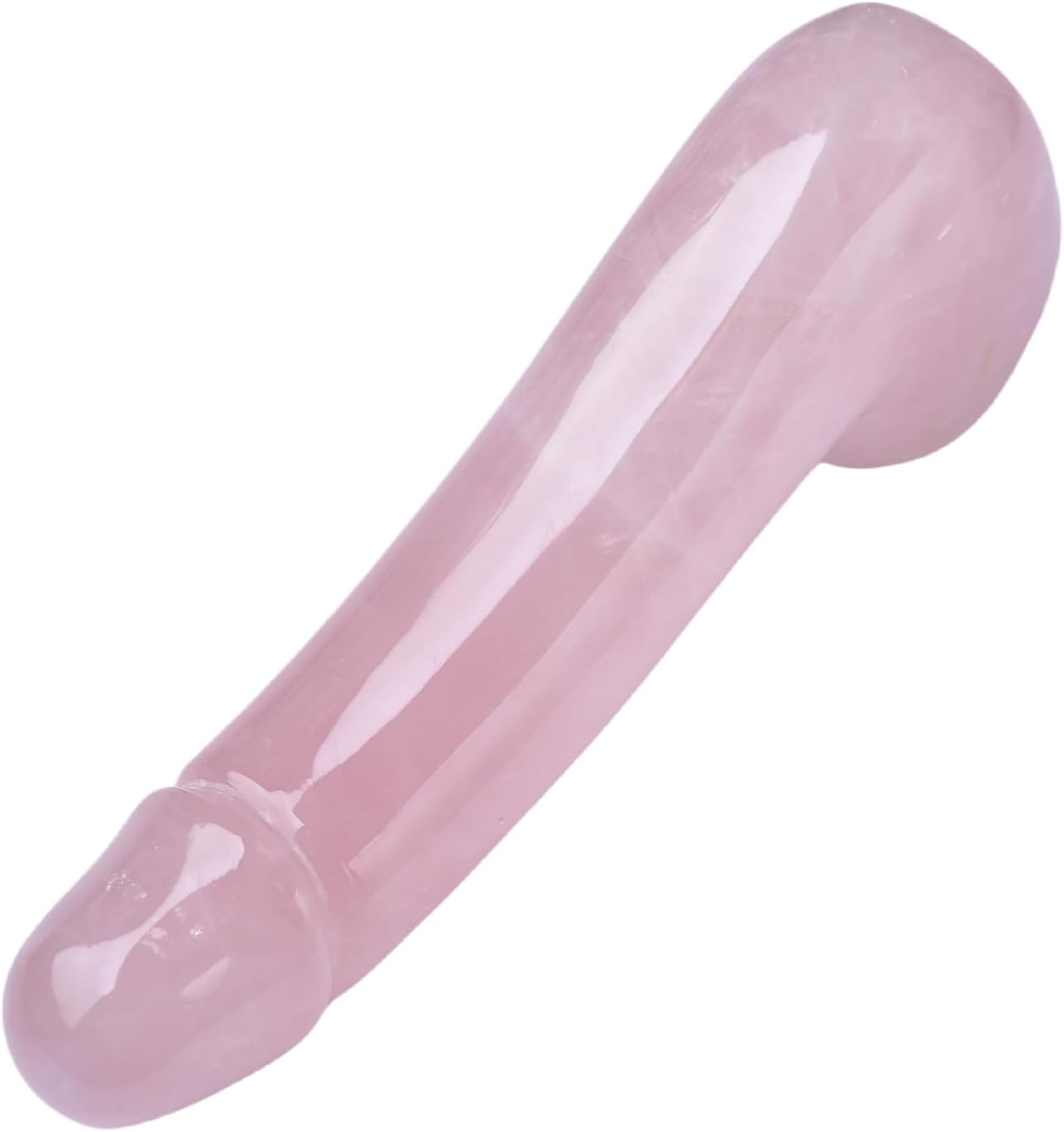 Natural Rose Quartz Crystal Healing Wand, Pink, Curved Design, Polished Surface, 7.8 Inch Length, Meditation and Relaxation
