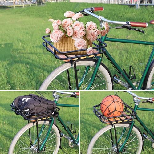 GRELiving Fahrradkorb Vorn Fahrradkörbe aus hochwertigem Aluminium mit verstärkten Kanten I Fahrrad Korb Schultaschen Korb mit Gepäcknetz