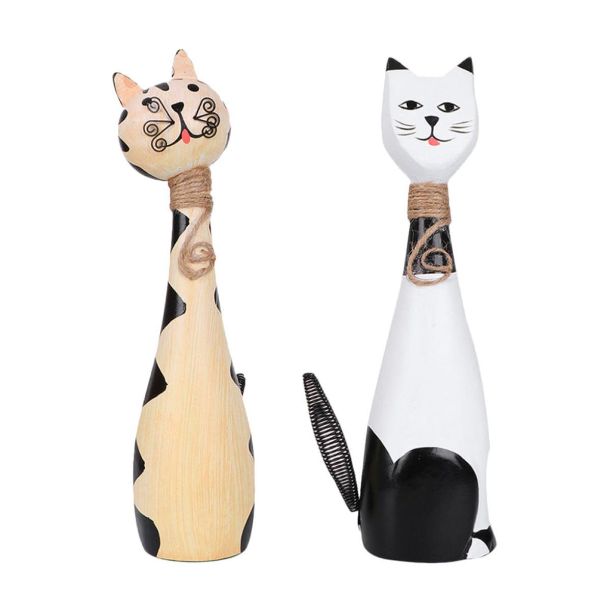Figurines de couple de chats : dynamisez un meuble vide avec cet ornement en bois blanc
