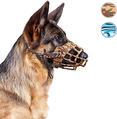 Supet Muselière pour chien - En silicone souple - Respirante - Avec bretelles réglables en nylon - Pour chiens de petite, moyenne et grande taille - Empêche les aboiements de mordre et de mâcher Cover