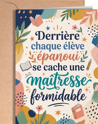 Greeting Cards for Everyone Merci Carte Maitresse d'école - Cadeau Remerciement Fin D'Année Professeur - Merci Enseignants Cadeaux Original - EU 306
