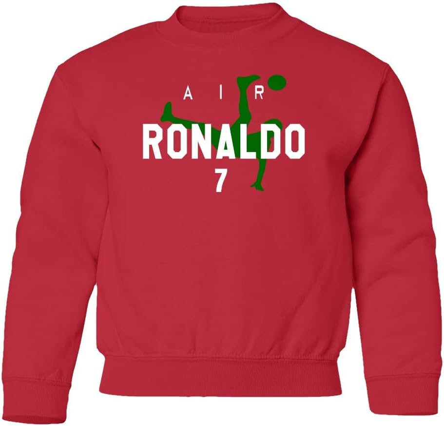 Portugal Soccer Player Air Ronaldo Youth Crewneck Sweater (Red, Youth Small)