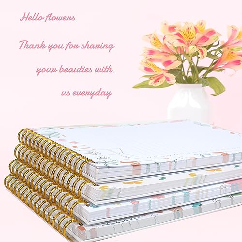 Kaicn To Do List Notepads Set Of 4, Hand Illustrated Daily Planner， To Do List Notepad Stationery， Floral To Do List Pad With Premium Thick Paper & Waterproof Flexible Pvc Hard Cover, A5 Size ( 5.5" X 8.5") Lined Notepads, 52 Sheets #TOP4