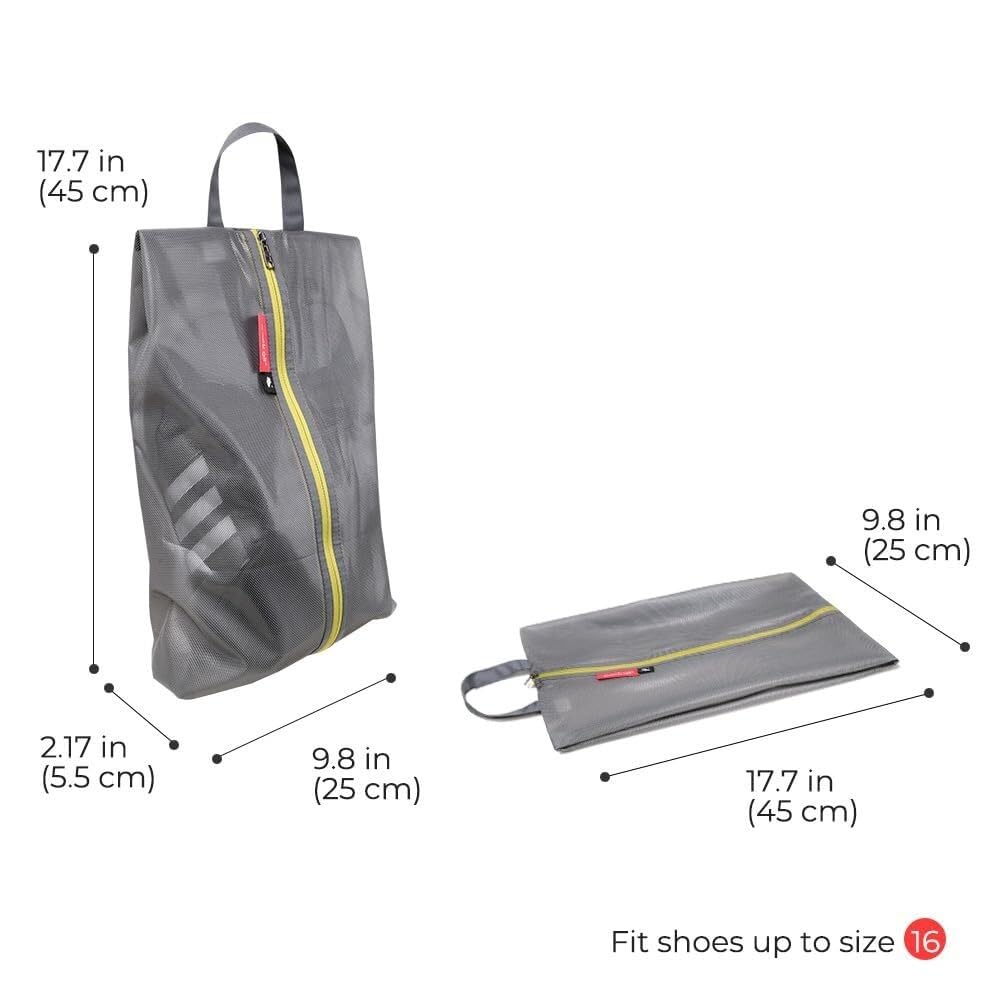 Schuhtaschen for Reisen, Wasserabweisende Netz-Schuhtasche mit Reißverschluss, tragbarer Schuh-Organizer for Männer und Frauen, 2 Größen(2 Pack Plus-Grey)
