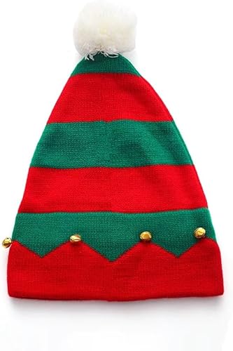 Miniatura 3 de Zhzrche Sombrero de punto de elfo de Navidad, sombreros de elfo para niños, campanas, disfraz de fiesta de Navidad, gorro para bebé