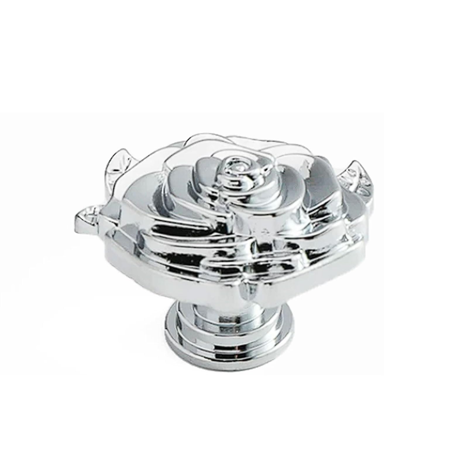 Chenhoju Silver Rose-Shaped Brass Cabinet Knobs Single Hole, Four Color Options For Wardrobes, Drawers, And Cabinets Cabinet Pulls(Silver)