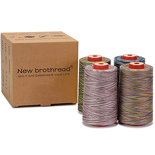 New Brothread - 30 Options - 4 Large Cones Of 5500Y (5000M) Each All Purpose Spun Polyester Serger Thread 40S/2 (Tex27) - Variegated Colors #TOP2