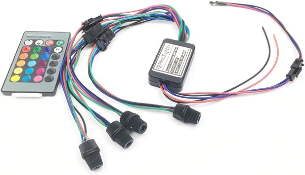 Rayauto 24key Remote RGB 2W DC 12V Car Home Light Side Glow Fiber Optic Light Source Illuminator Power Engine Supply 4 Head