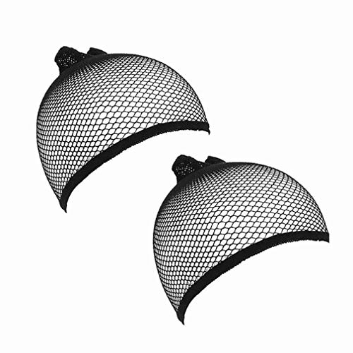 TH-MP 2 Stück Unisex Perücke Kappe Mesh elastische Perücke Kappe Frauen langes Haar offenes Ende Perücke Kappen Haarschmuck von TheBigThumb, schwarz