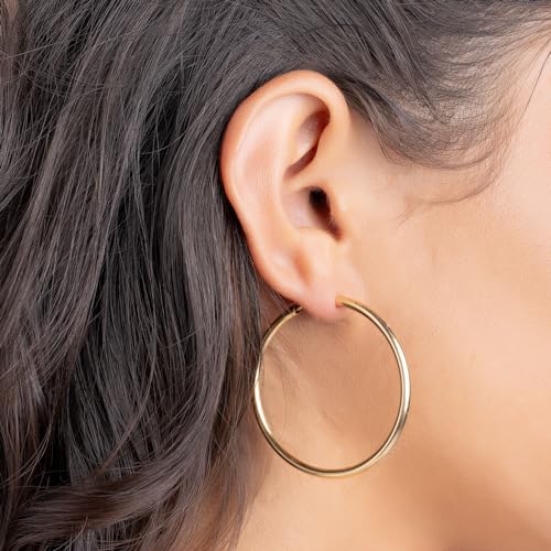 Barzel 18K Gold Plated Endless Hoop Earrings, 3mm Thick, Varying Sizes 40-70mm, High Polish Finish, Tarnish Free2
