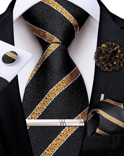 Image of DiBanGu Silk Zipper Ties for Men, Formal Pre-tied Necktie