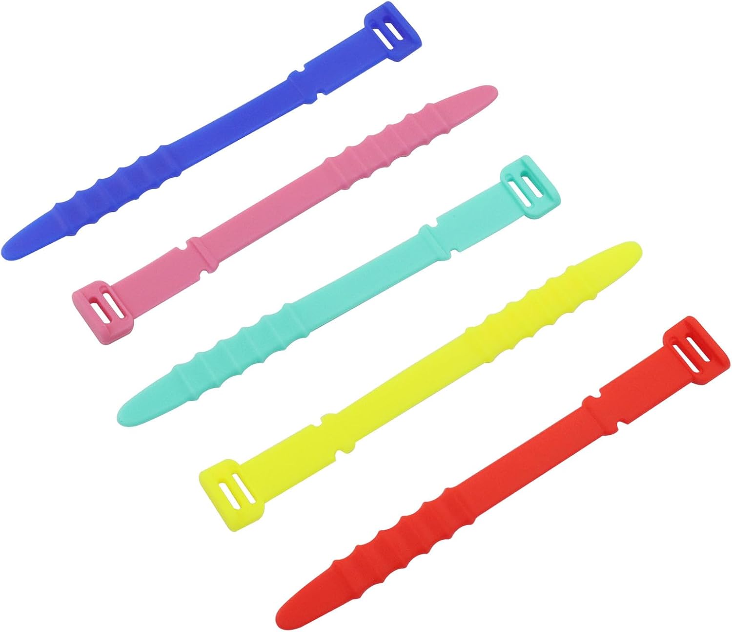 20 Pack Reusable Silicone Zip Ties, 4.37" Versatile Cable Management Straps Colorful Rubber Cord Ties(Purple+Red+Blue+Green+Yellow)