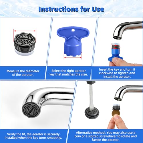 Hibbent 36 Pcs Faucet Aerator with 6 Pcs Aerator Key Removal Wrench Tool - image 6