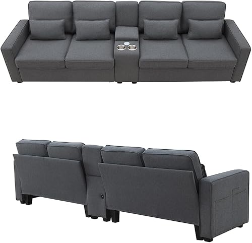 Miniatura 4 de Sofá moderno de tela de 3 plazas de 75 pulgadas, con caja de almacenamiento, con capacidad de peso de 800 libras para sala de estar, dormitorio,