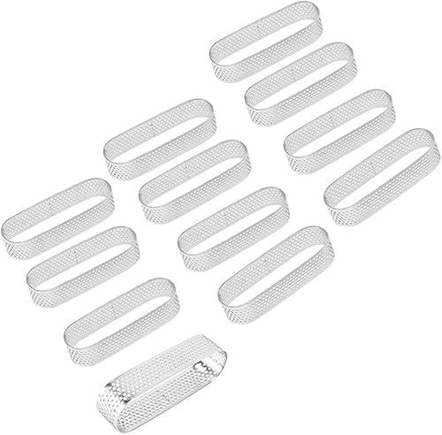 12 piezas ovaladas de tartaleta de postre, mousse de frutas y tarta de tarta de pastel de quiche, anillo de mousse de acero inoxidable