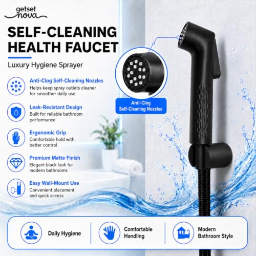 Image of Jet Spray Gun for Toilet | Health Faucet Gun Only | ZeroBlock Anti-Clog Silicone Nozzles | High Pressure Health Faucet | Leak-Proof Stainless Steel Body | Flush Gun for Toilet 1 Year Warranty