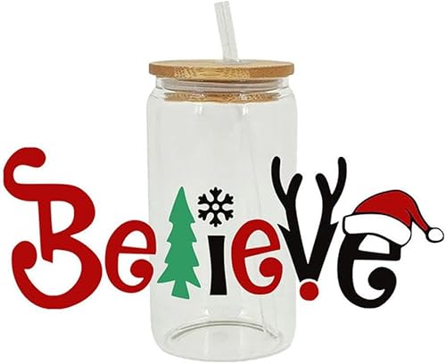 Adhesivos de transferencia de vasos UV DTF, calcomanía decorativa de Feliz Navidad para vasos de vidrio, envoltura de vasos impermeables de Papá