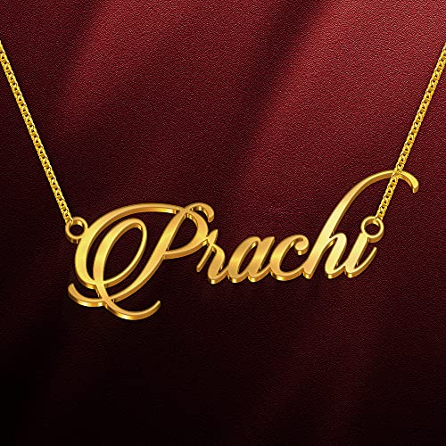 Image of Prachi Cursive Gold & Silver Name Pendant Necklace, Best Jewelry Gift for Girls.