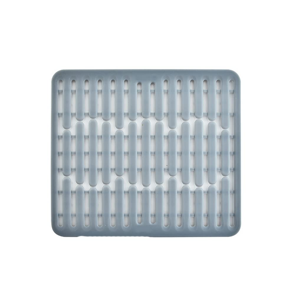 VUIKLCty Silicone Drain Mat Insulation Mat Home Dish Mat Thickened Hollow Drain Mat Square Coaster Sink Mat Silicone Placemat(Grey)