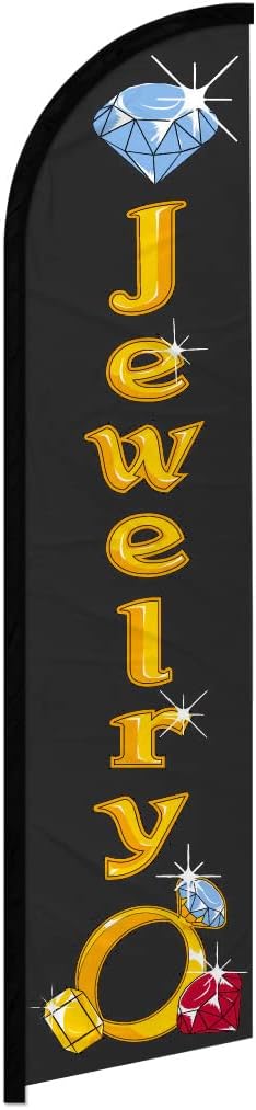 Jewelry Windless Banner Advertising Flag - Perfect for Retailers, Shops, Businesses, Pawn Shops, Thrift Stores