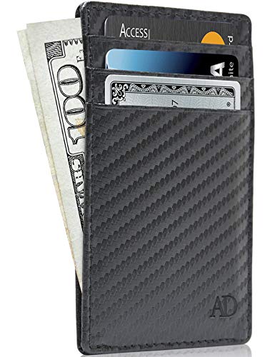 Access Denied Slim Minimalist Wallets For Men & Women - Leather Front Pocket Thin Mens Wallet RFID Credit Card Holder Gifts For Men