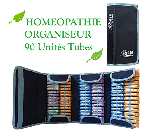 Pochette Rangement HOMEOPATHIE pour 90 Tubes Unités - coloris Bleu
