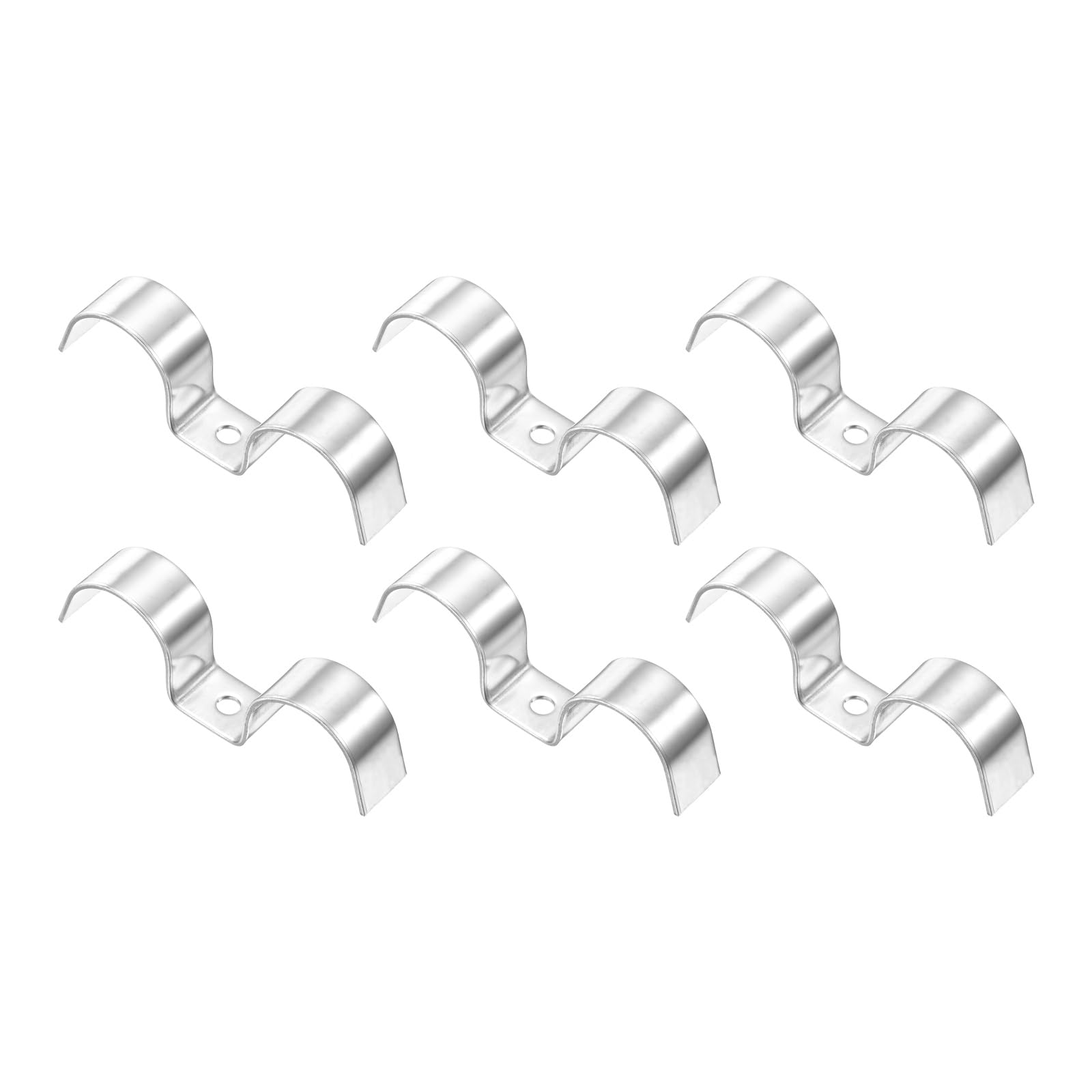 sourcing map 6 Pcs Stainless Steel Double Line Clamp 28 mm / 1-1/8 inch Fuel Lines Clips M-Shape Mounting Clip for Brake Fuel Lines Tubes Wire Pipe Cord Installation, Silver