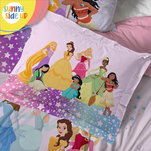 Image of Disney Princess Full Comforter Set - 7 Piece Kids Bedding Includes Comforter, Sheets & Pillow Cover - Super Soft Rainbow Stars Microfiber Bed Set