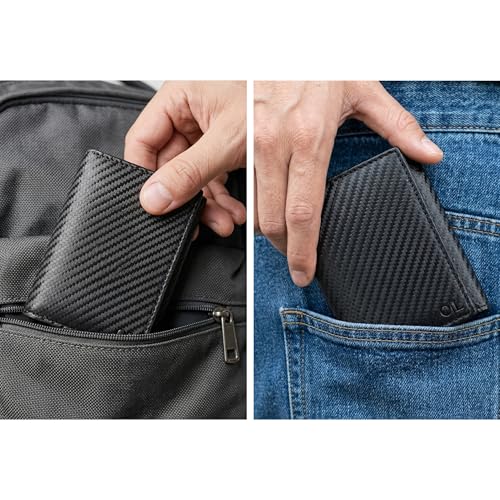 Image of Tri fold Leather Wallet for Men with RFID | Slim Wallets for Men with 1 ID and 6 Credit card slots | Front Pocket Minimalist