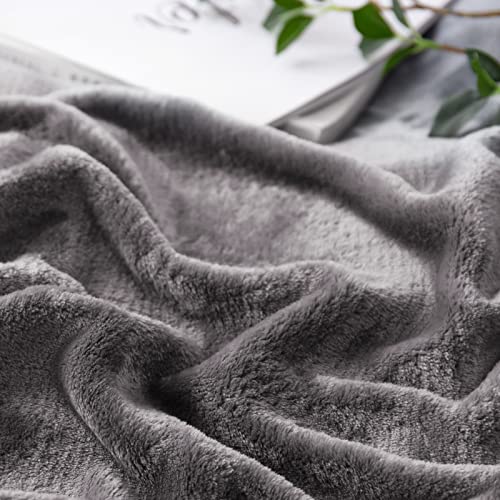 Bertte Fleece Throw Blanket Super Soft Cozy Warm Lightweight Throw for Sofa Couch Luxury Decorative Velvet Pattern Bed Blanket, 50"x60", Dark Grey - Thumbnail 5