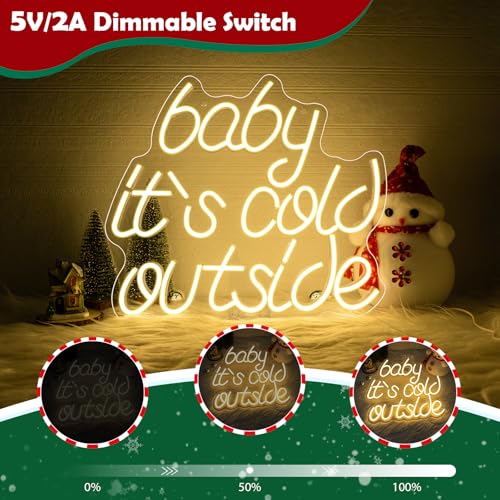 Image of Looklight Christmas Neon Sign Baby It's Cold Outside Neon Signs for Wall Decor Led Lights for Bar Party Room Shop Window Bedroom Door Celebrate Holiday Decorations Christmas Gifts