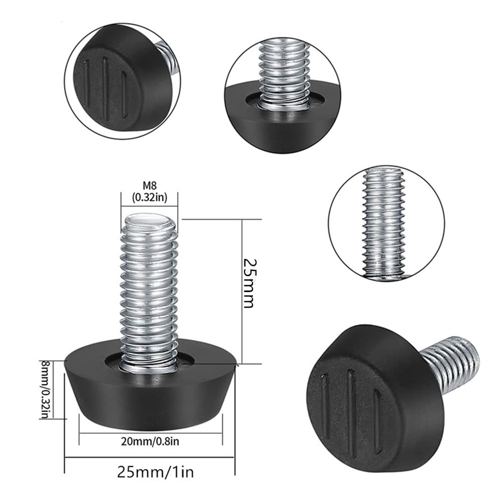 40 Piedini Regolabili Per Mobili - M8, Nero, Per Tavoli, Sedie, Armadi
