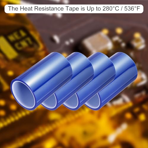 Image of uxcell Blue Heat Tape, 1 Roll 120mmx33m 108ft High Temperature Heat Resistant Tape for Sublimation,Heat Vinyl Press,Heat Transfer, Circuit Board, No Residue