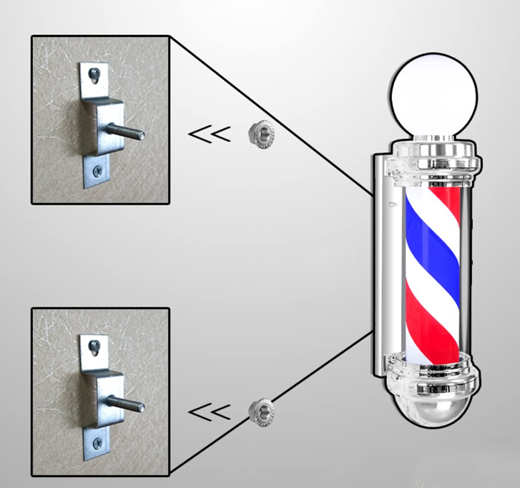 Lampy ścienne Barber Pole Light LED Outdoor Classic Hair Salon Barber Shop Open Sign Red White Blue Strips Rotacyjne dekoracyjne wodoodporne Oszczędzające energię Lampy ścienn，Blueandwhite