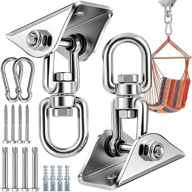 Morzejar Ceiling Hook 360° Rotatable Heavy Duty Hanging Hooks 304 Stainless Steel Rotating Hammock Hooks Swing Hooks for Ceiling Wood Porch Gym Yoga Hanging Hooks — image 1