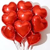 10Pcs Red Foil Heart Shaped Balloons 18 Inch Heart Mylar Balloons For Baby Shower Wedding Valentine Decorations Love Balloons Party Decorations