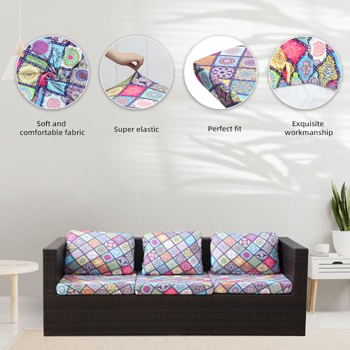 Image of BIETYONE 8Pcs Stretch Patio Cushion Covers,Outdoor Couch Covers Replacement,Outdoor Couch & Sofa Slipcovers,for Patio Furniture Cushion Covers,Washable Reusable urniture Protector(Colored Glass,8PCS)