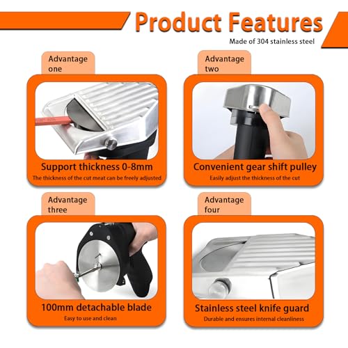 DNEPEI Electric Kebab Meat Slicer, Electric Shawarma Knife, 80W Commercial Gyro Cutter, with 2 Blades 10mm 0-8mm Adjustable Thickness for Restaurant Home Outdoor Wiretype - Image 8