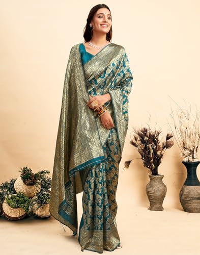 Image of SIRIL Women's Banarasi Silk Saree Pure Silk Saree With Unstitched Blouse Piece
