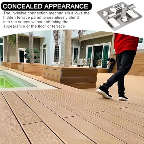 YFaith 100 Stück Terrassendielen Befestigung Unsichtbar, Edelstahl Wpc-Terrassendielen-Clips, Silber Wpc-Dielen-Clips, 7 mm Hoch, Versteckte Befestigung Clip, für Terrasse, Garten und Zuhause