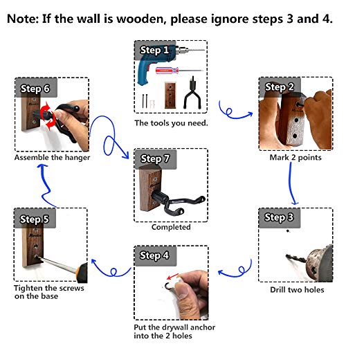 Image of Ukulele Wall Mount Hanger, Black Walnut Ukulele Hanger Holder for Wall Fits Ukulele /Mandolin /Banjo, Ukulele Hanger Display for Concert, Home, Studio, Exhibition (Blackwood)