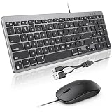Wired Keyboard and Mouse for Mac, USB-A & USB-C Keyboard for Mac with Number Pad, Dual Interface Plug and Play, OMOTON Mouse with USB A Interface Compatible for MacBook Pro/Air, iMac, Space Grey