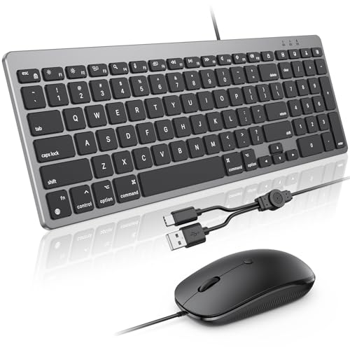 OMOTON �L�[�{�[�h�ƃ}�E�X Mac�p �L���L�[�{�[�h �����p�b�h�t�� �f���A���C���^�[�t�F�[�X (Type-C & USB) USB A�C���^�[�t�F�C�X�t���}�E�X MacBook Pro/Air iMac Mac mini/Pro�m�[�g�p�\�R���p �X