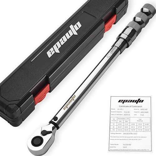 Image of EPAuto 1 /2-Inch Spring-Loaded Ring Locking Torque Wrench, 10~150 ft-lb