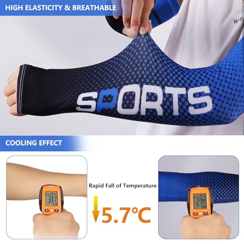 Bacophy 6 Pairs Arm Sleeves UV Protection Cooling Men Women Sunblock Cycling Arm Cover3